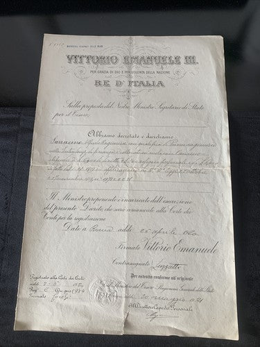 Vittorio Emanuele III, Titre Comptable Finance Arrêté Courtes Des Conti 1920
