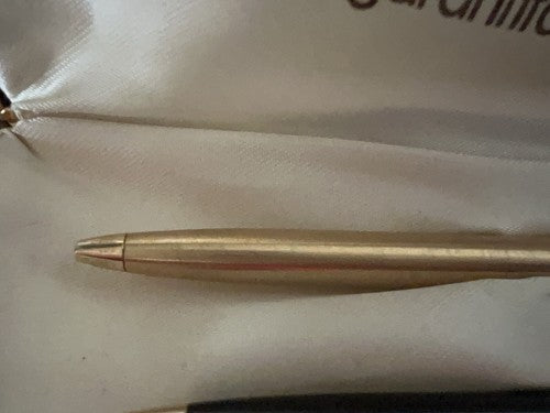 Papermate Pen+Pencil Mechanical Metal Golden Scrivono Box Vintage
