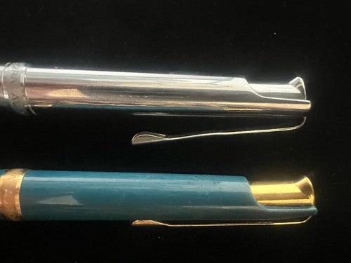 Aurora Penne Sphère Professional Chrome Et Bleu Scrivono 2 Pièces Vintage
