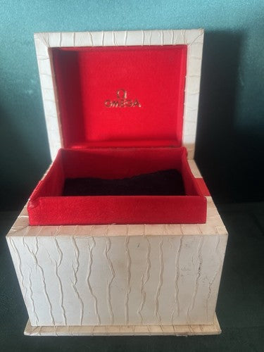 🔴 OMEGA box scatola orologio polso astuccio cofanetto con nastro rosso