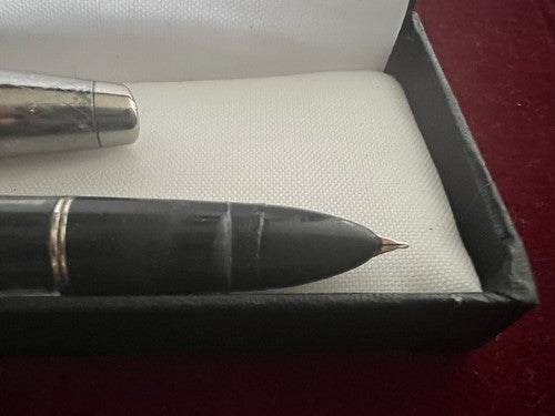 🔴 Kolbenfüllfederhalter aus verchromtem Metall mit Goldfeder, schreibt im Vintage-Stil 