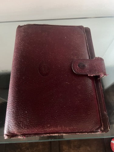 Cartier Amène Agenda Monogrammè Porte-Documents Cuir Bordeaux Vintage