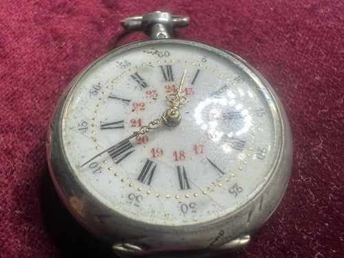 Montre Poche Argent 800 Femme Levier-Dos De Examen Pièces Style Vintage 