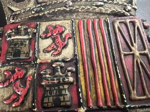 🔴 Wappen AQUILA SAN JUAN Diktator Fraco Schild Holz Vintage 1940 h 32