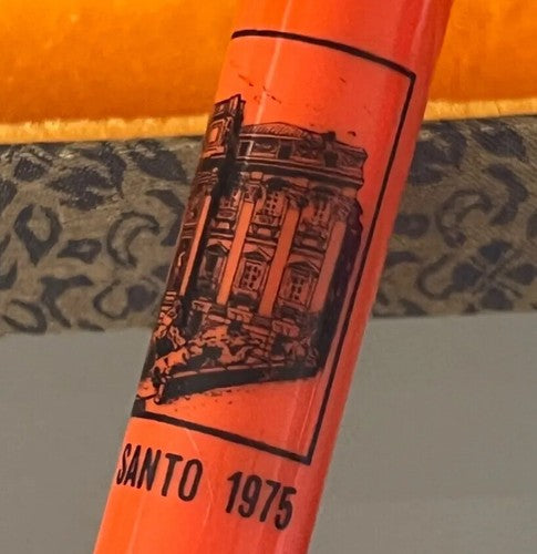 🔴 GIUBILEO penna sfera ROMA ANNO SANTO 1975 arancione formato GIGANTE vintage