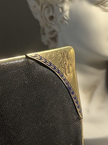 🔴 CREDITO EMILIANO portafoglio, porta documenti pelle con bordi dorati, vintage