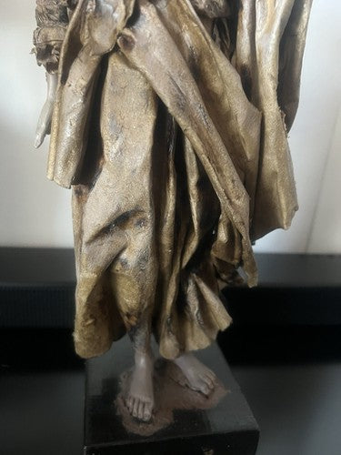 🔴 Statua scultura CARTAPESTA firmata CECILIA POLITO dama Firenze 11x11 h 42 cm