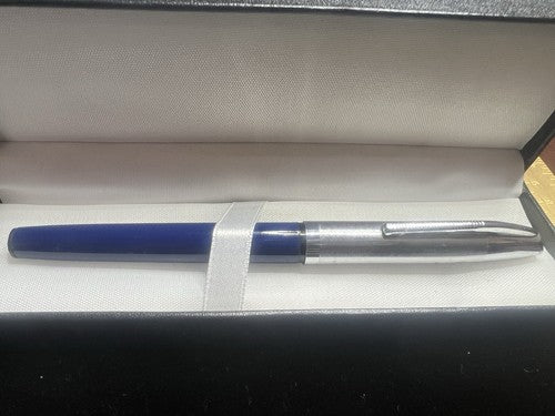 🔴 TOUJOURS penna stilografica BLU pistone placcata oro vintage