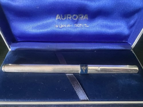 🔴 AURORA penna stilografica Marco Polo ARGENTO 925 MASSICCIO F Aereonautica