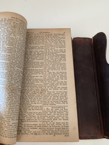 🔴 NEW TESTAMENT book German antique 1868 leather cover 