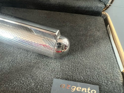 Tagamet Stylo-Plume Stylo à Plume Argent 925 Solid Guillocchè Fort Poids Écrit