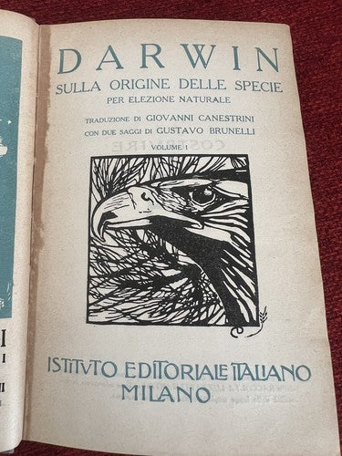 Livres Darwin Institut Éditorial Italien Milano, 2 Volumes Complets