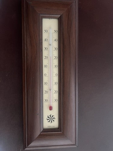 🔴 Mechanisches Holzthermometer ohne Kabel und Batterien mit Glaskolben zur Wandmontage 