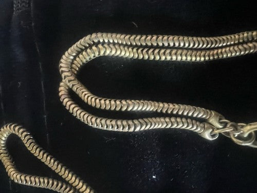 🔴 CATENA orologio tasca bronzata snodata con moschettone L 31 cm VINTAGE