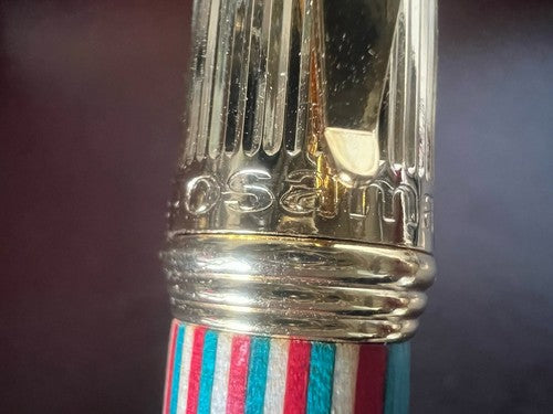 🔴 OSAMA penna sfera mini da agenda legno multicolore e dorata scrive vintage