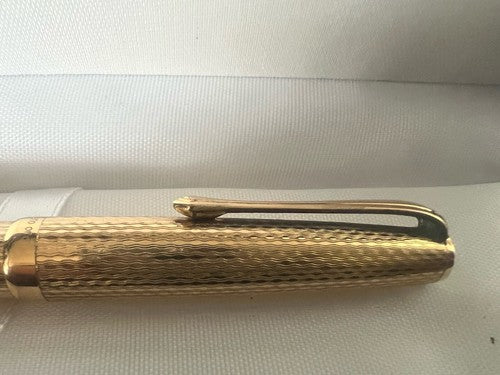 Pen Sphere Plated Gold Corpo Chiselled Guillocchè Marking Vintage