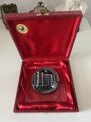 🔴 Militärmedaille des 4. Verona Supplys Department, Plexiglasrelief und Schachtel, Vintage 