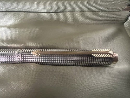 🔴 PARKER 75 fountain pen STERLING SILVER Sonnet ciselè GOLD nib XF