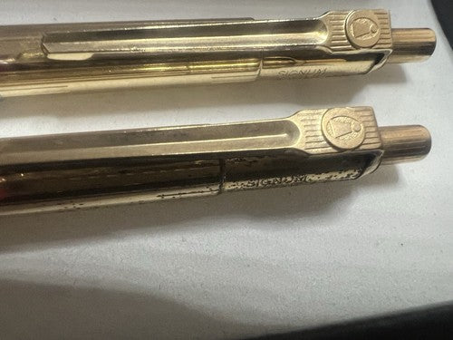 🔴 BALLOGRAF penna sfera Matita meccanica SIGNUM dorate vintage 11