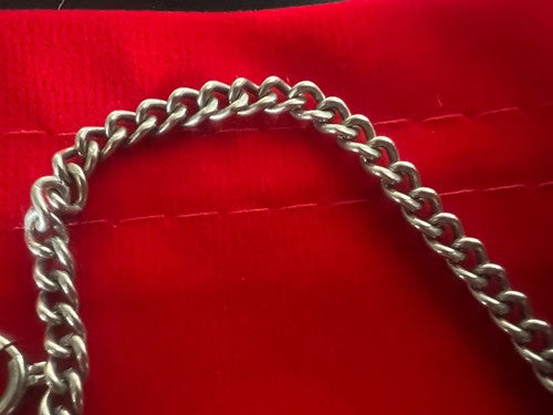 🔴 CATENA orologio tasca cromata con moschettone Lunghezza 29 cm VINTAGE