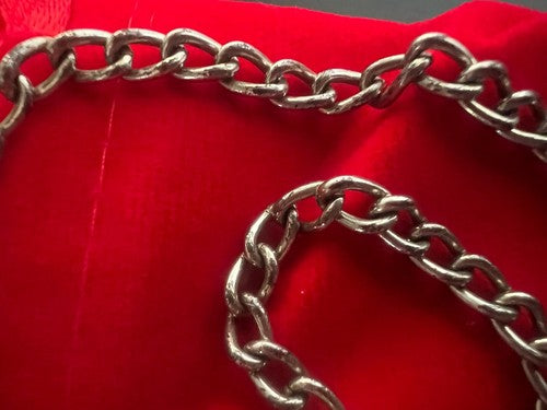 🔴 CATENA orologio tasca cromata con moschettone Lunghezza 34,5 cm VINTAGE