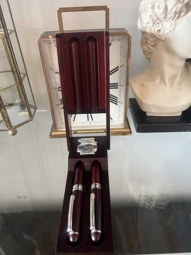 🔴 DODOR penna stilografica legno e sfera laminate argento IRIDIUM POINT GERMANY