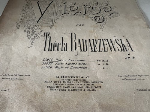 Le Priere D'Une Vierges Parti Musical Thecla Badarzewska Milano Début 900