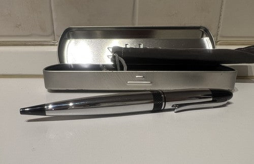 Zippo Stylo-Plume Sphère en Argent Avec Boîte Écrit Parfaitement Vintage