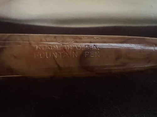 🔴 WATERMAN'S marbled celluloid lever fountain pen with antique GOLD nib 