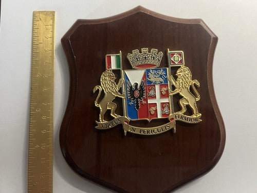 Crest Carabinieri A Cheval Bouclier Bois Poli Avec Métal Vernis Hauteur