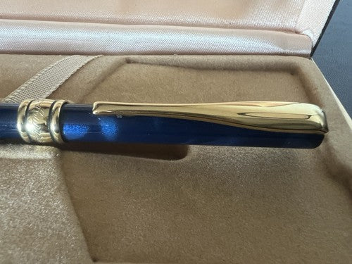 🔴 AURORA penna sfera Magellano lacca blu marmorizzata scrive vintage H