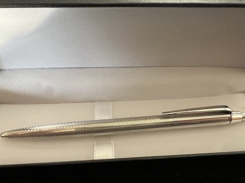 Stylo-Plume Sphère Argent Massif 925 Ciselé Bas-Relief Guillocchè 14 