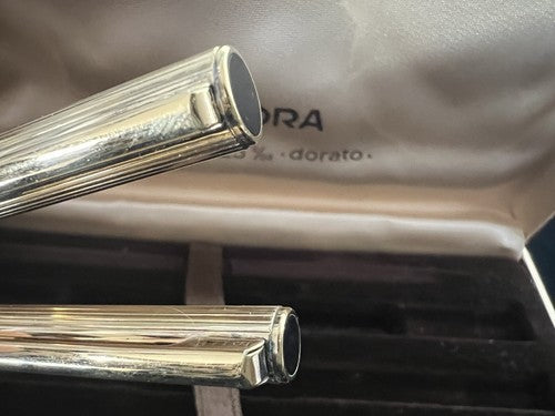 🔴 AURORA penna stilografica ARGENTO 925 Marco Polo placcate oro M e sfera