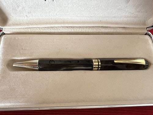 🔴 DELTA penna sfera marmorizzata sfaccettata e ARGENTO 925 scrive con scatola