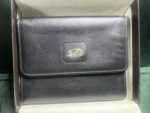 🔴 DUPONT portafoglio uomo pelle nera porta banconote carte tascabile NUOVO