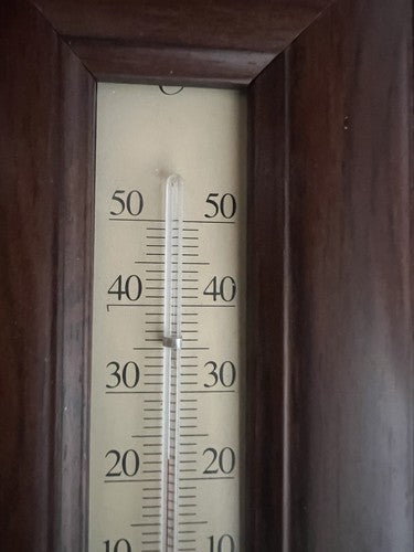🔴 Mechanisches Holzthermometer ohne Kabel und Batterien mit Glaskolben zur Wandmontage 