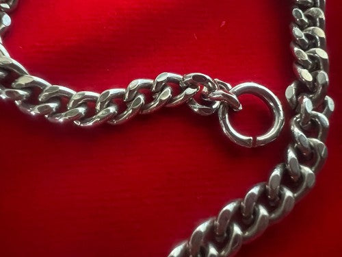 🔴 CATENA orologio tasca cromata con moschettone Lunghezza 22 cm VINTAGE