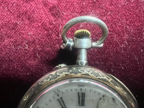 Montre Poche Argent 800 Femme Levier-Dos Manuel Fonctionne Vintage 1920