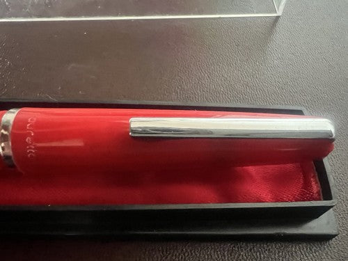 🔴 AURETTA penna stilografica By Aurora rossa e cartucce vintage 1970