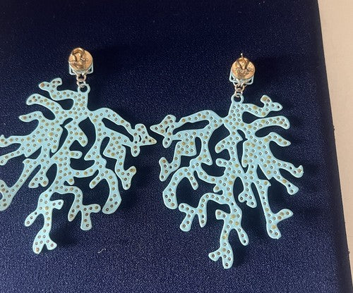 🔴 DEA GIOIELLI orecchini ARGENTO laminati oro RAMI DI CORALLI TURCHESE raggio