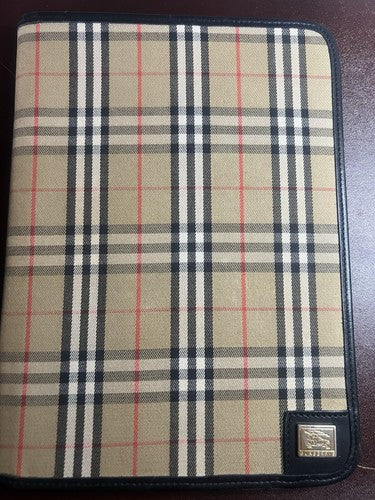 🔴 BURBERRY porta agenda tessuto check interno seta moirè nera ORIGINALE vintage