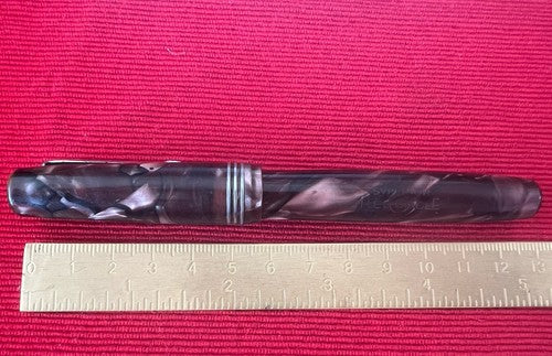 🔴 SUPERIOR penna stilografica celluloide RED CIRCLE a pulsante SCRIVE vintage