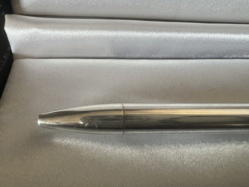 🔴 DELTA Kugelschreiber, silberplattiert, Santa Margherita, Druckknopf 