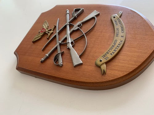 🔴 CREST MILITARE scudo legno vintage Ispettorato Armi Di Fanteria E Cavalleria