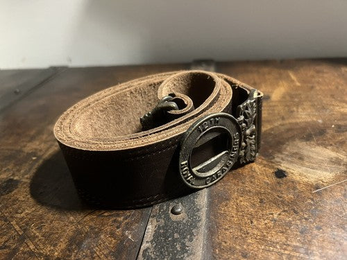 🔴 ROYAL CARABINERS cinta militare 12 th di cuoio inglese fibbia metallo VINTAGE