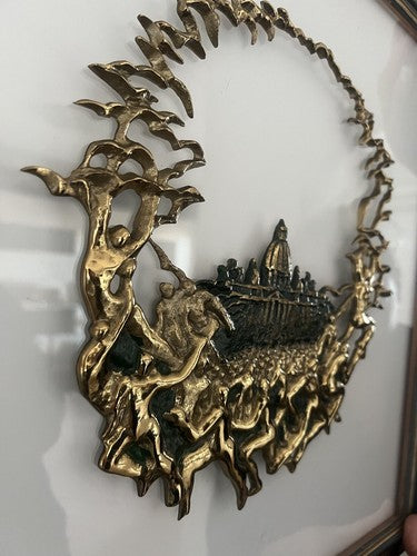 🔴 OTTAVIANI painting BASILICA ST. PETER bas-relief Rome authentic L 45X46 cm 