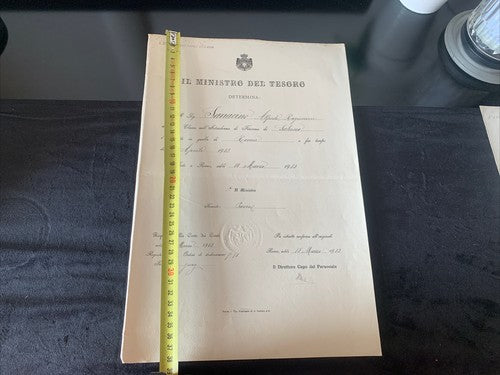 Certificat D'Honneur Comptable De L'État Vittorio Emanuele Ministère Trésor