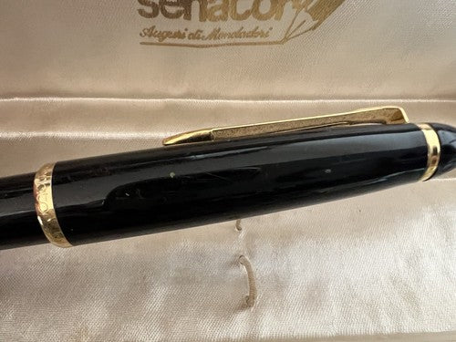 🔴 SENATOR penna stilografica PISTONE con iridium Point nera inchiostro Pelikan