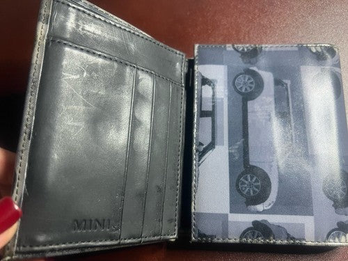 🔴 MINI portafoglio unisex GRIGIO logo auto da collezione vintage