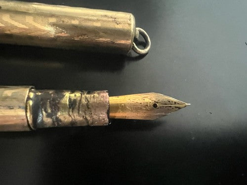 Stylo-Plume Stylo à Plume Laiton Ciselé Mécanisme à Levier Écrit Vintage 1920